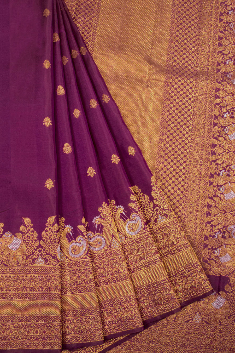 Purple Handloom Bridal Kanjivaram silk saree 10069150 - Avishya