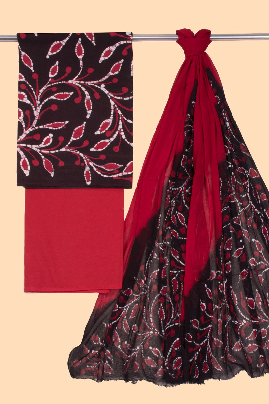 Dark Chocolate Batik Cotton 3-Piece Salwar Suit Material-Avishya