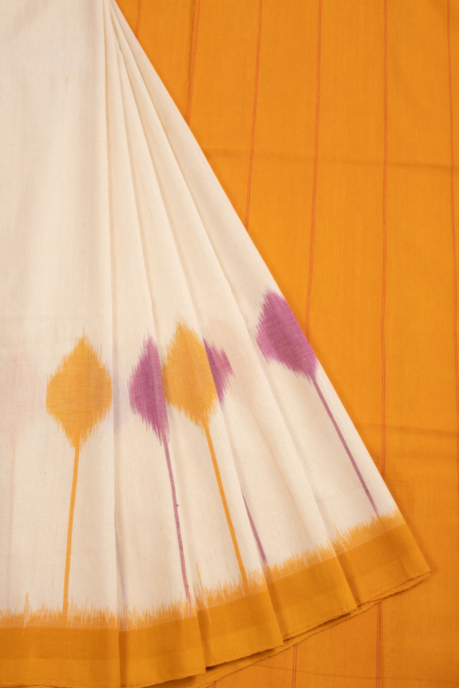 Beige Handloom Pochampally Ikat Cotton Saree 10068747 - Avsihya