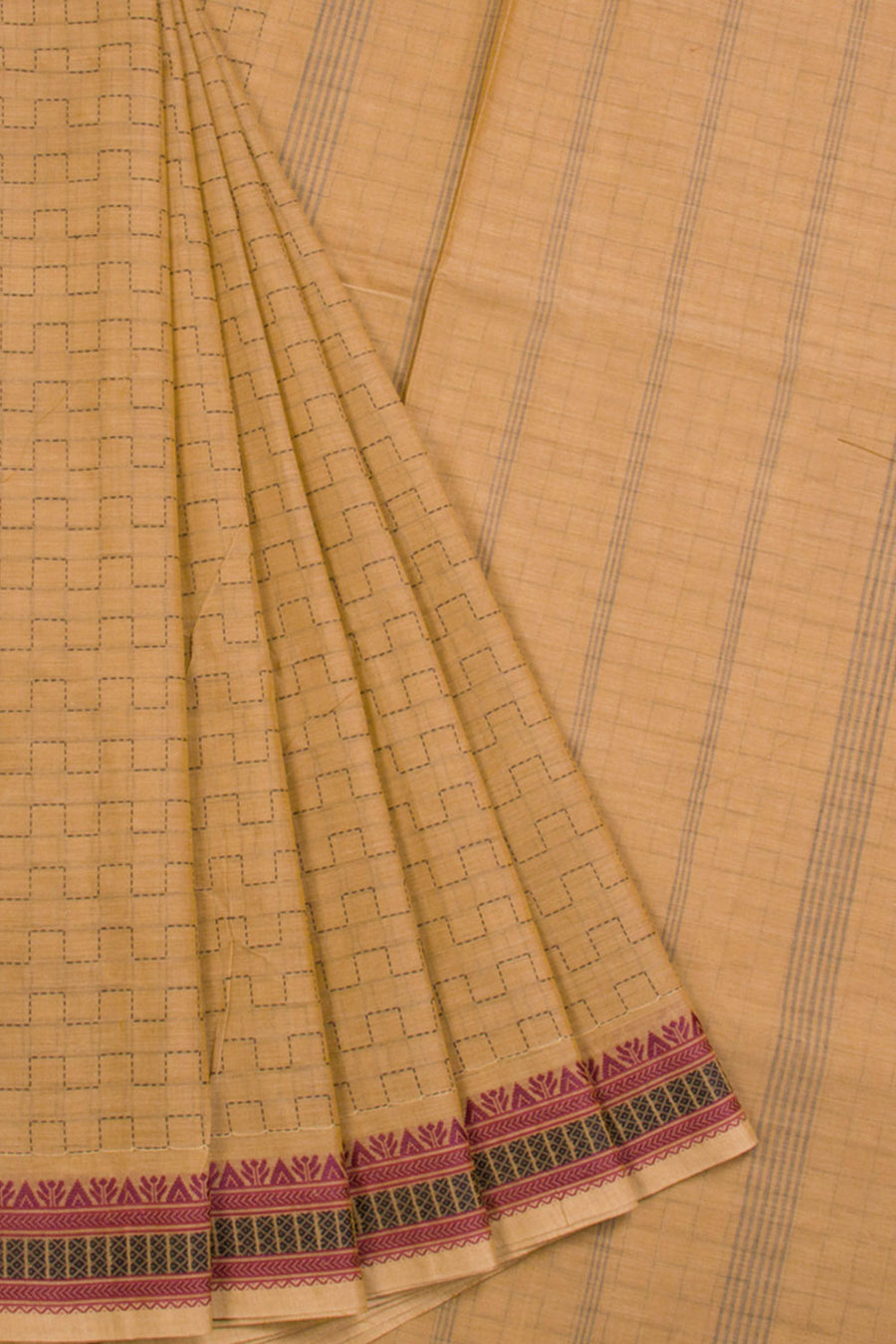 Brown Handwoven Kanchi Cotton Saree 10069322 - Avishya