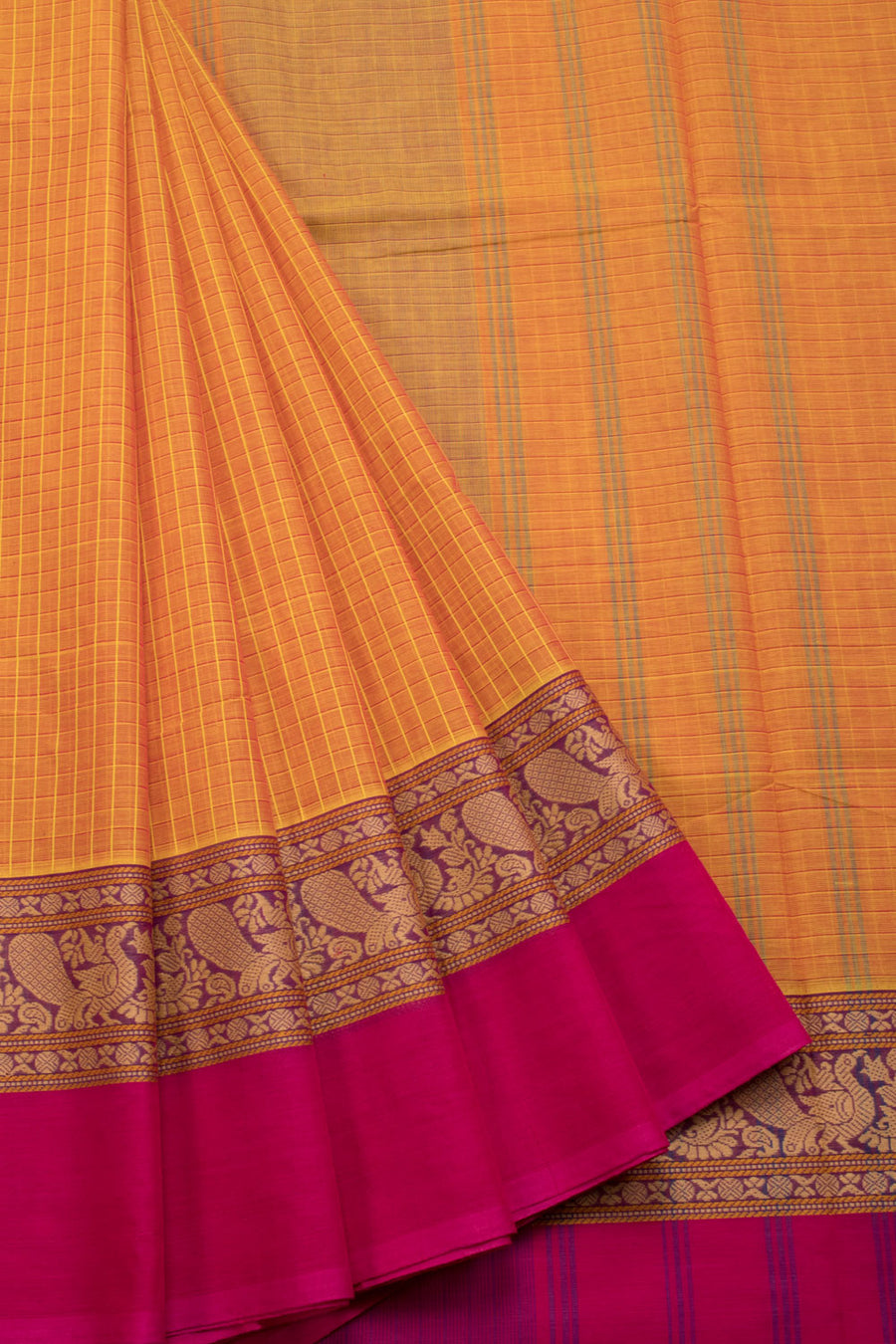 Yellow Handloom Kanchi Cotton Saree 10069387