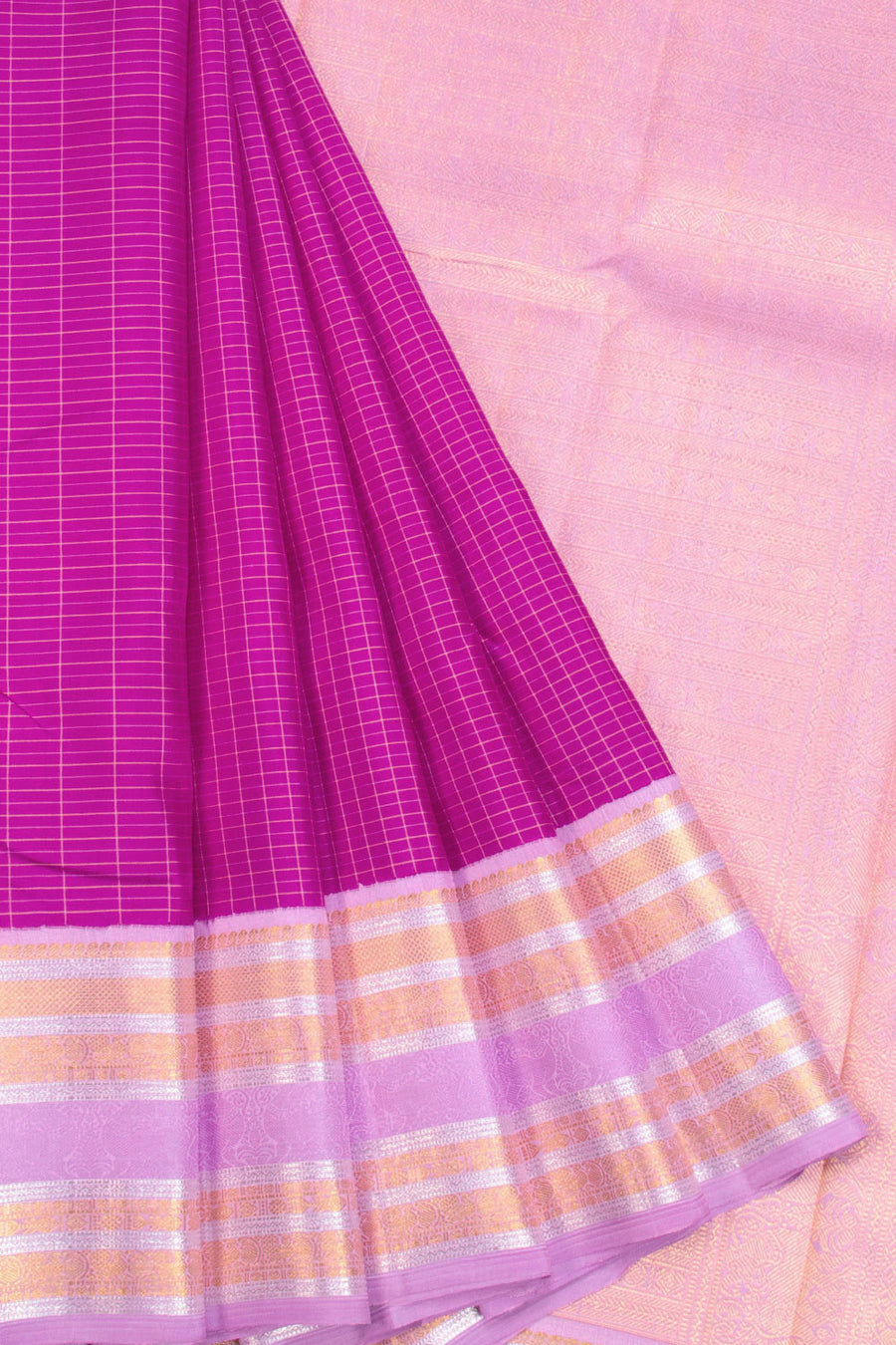 Purple Handloom Bridal Korvai  Kanjivaram Silk Saree 10069178 - Avishya