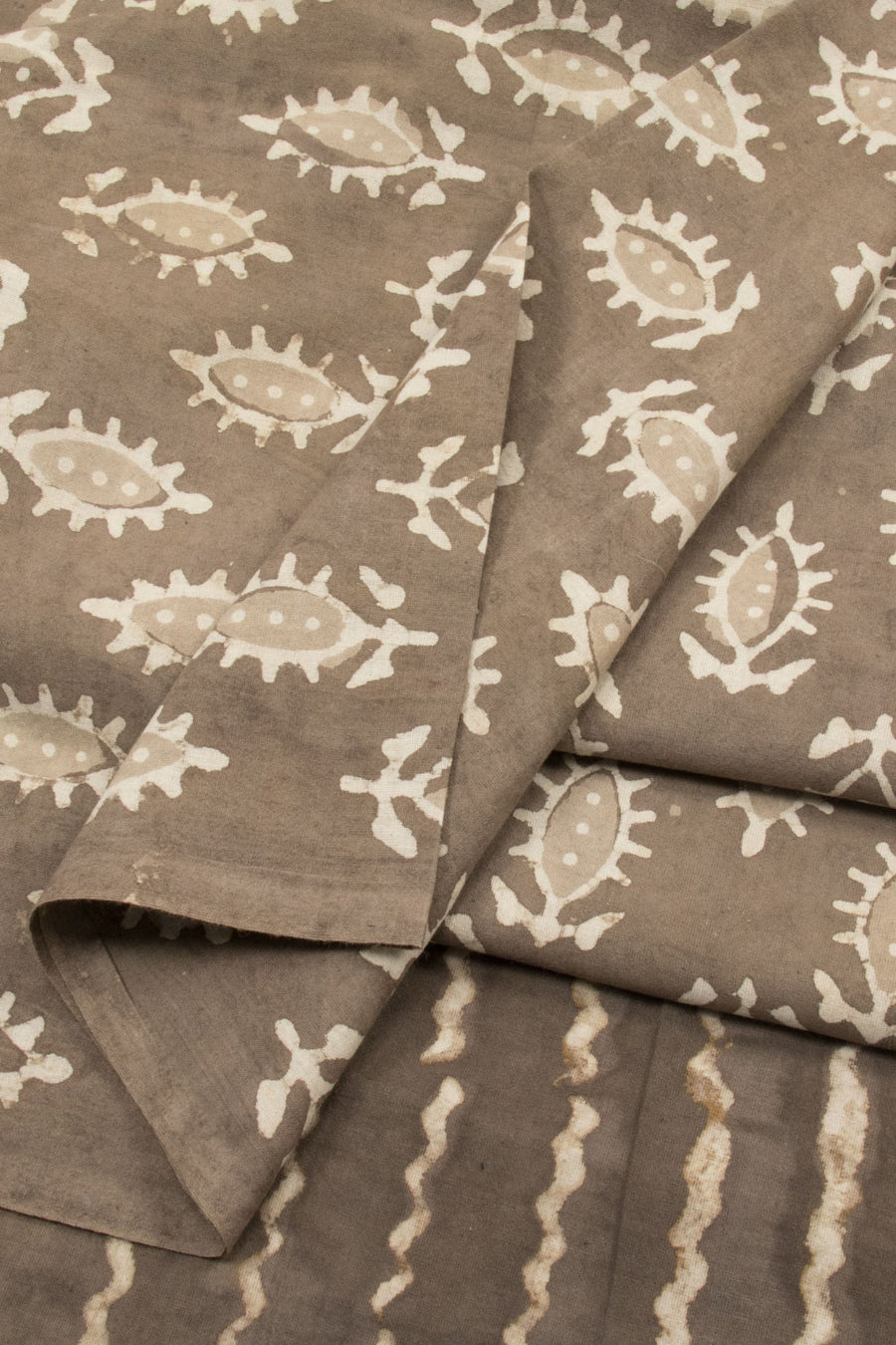 Grey Dabu Printed Cotton Salwar Suit Material - Avishya