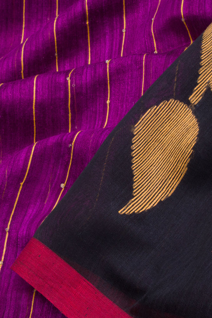 Purple Handloom Matka Silk Saree with Jamdani Pallu 10061866