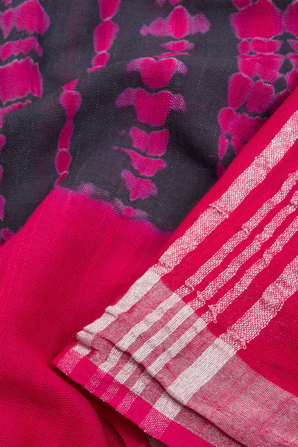 Blue Shibori Printed linen saree  - Avishya