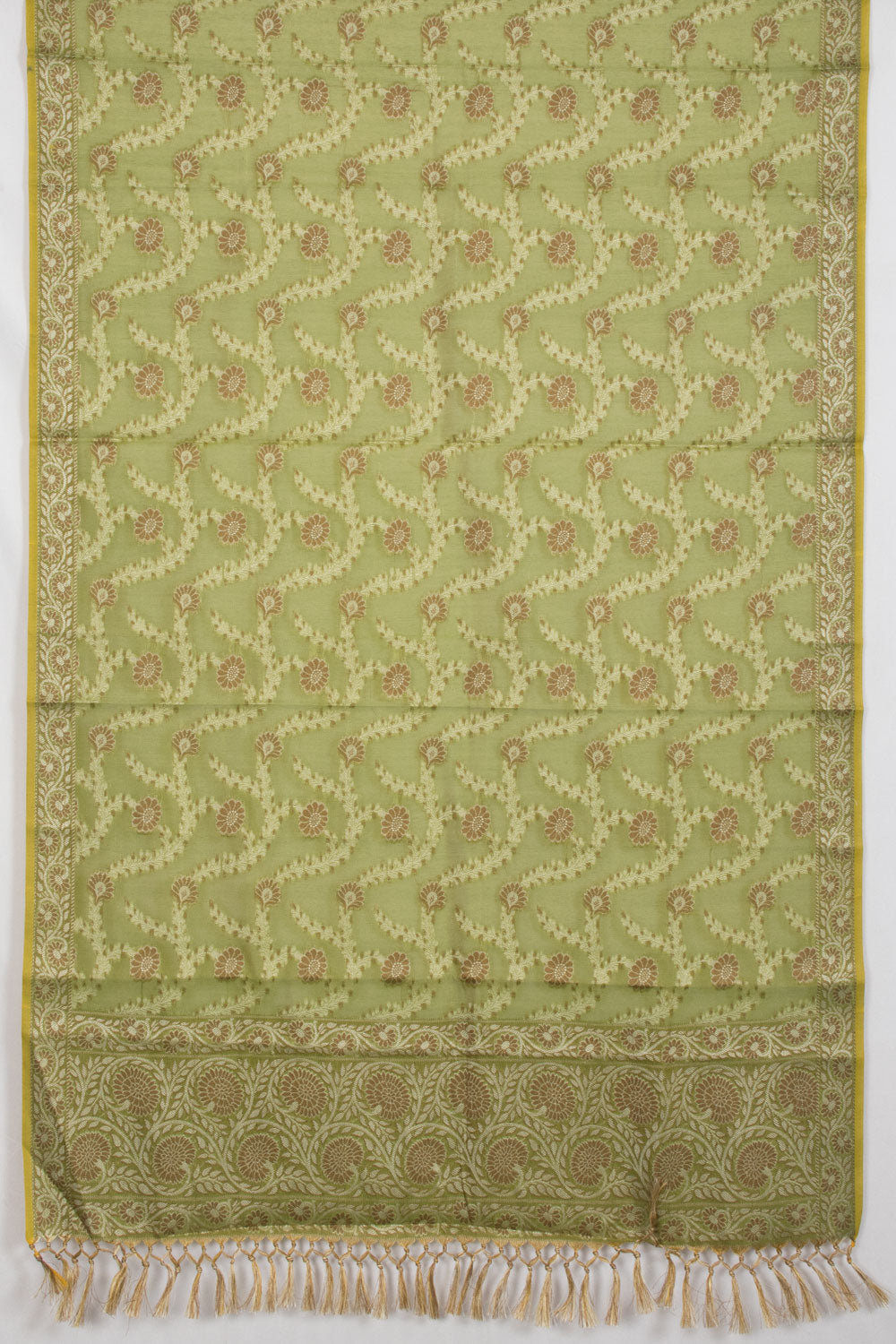 Green Banarasi Cotton 3-Piece Salwar Suit Material - Avishya