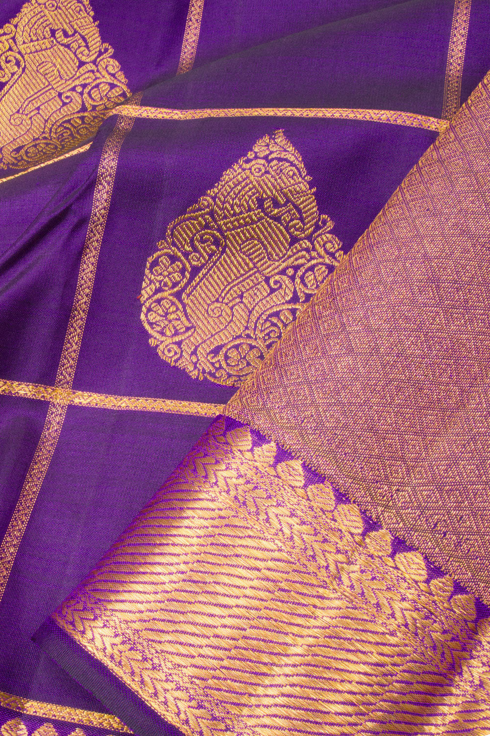 Purple Pure Zari Kanjivaram Silk Saree 10063361