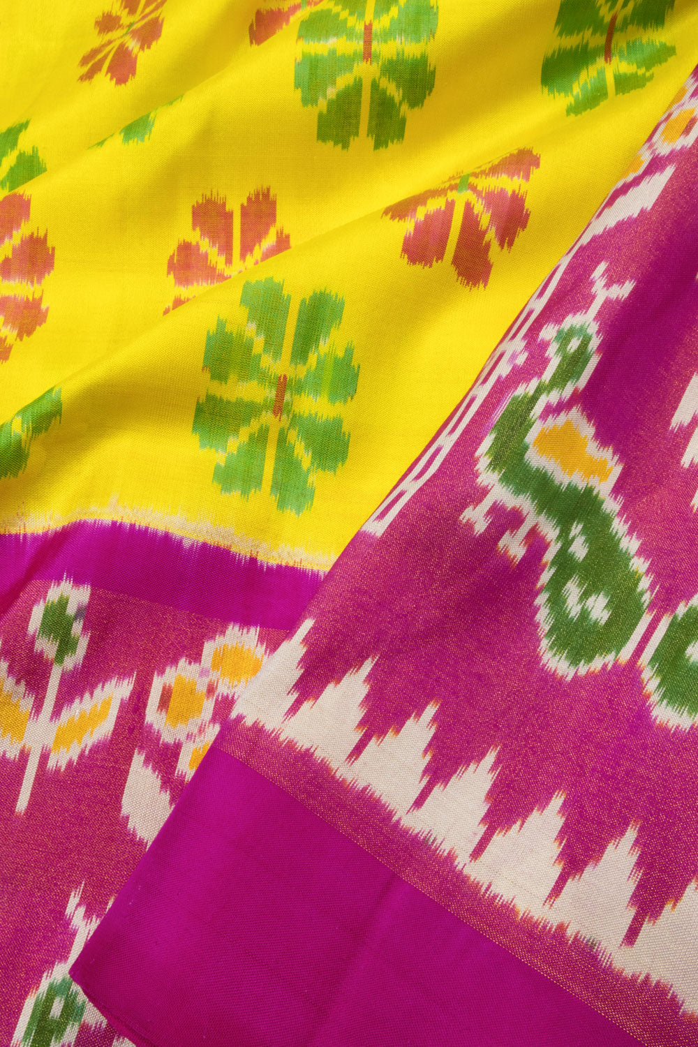 Yellow Handloom Pochampally Ikat Silk Saree 10063762
