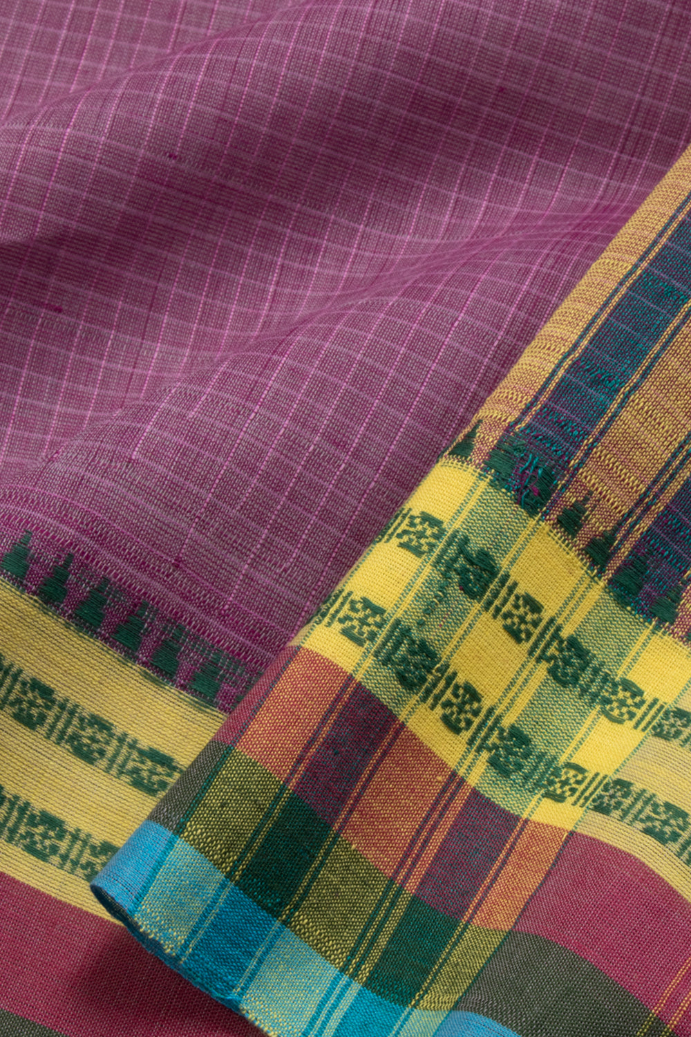 Violet Handloom Narayanpet Cotton Saree Without Blouse 10064373 - Avishya