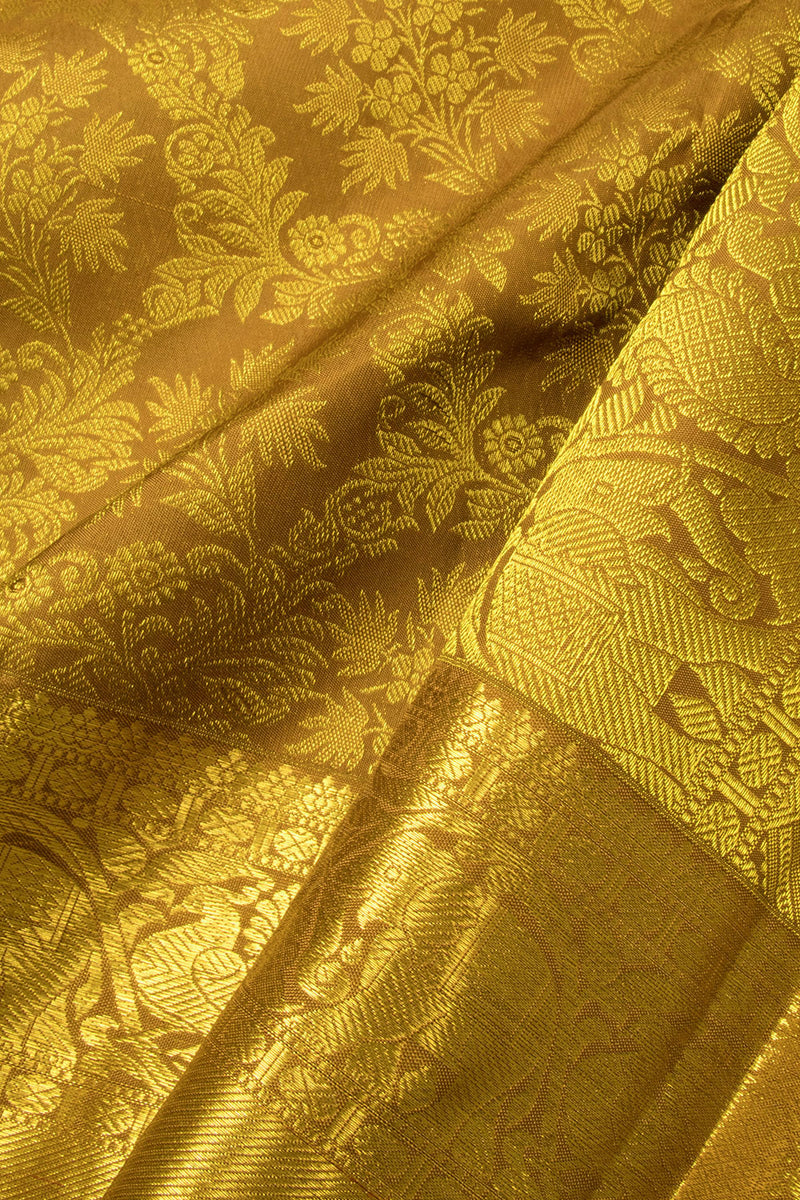 Antique Gold Bridal Kanjivaram Silk Saree 10064981 –