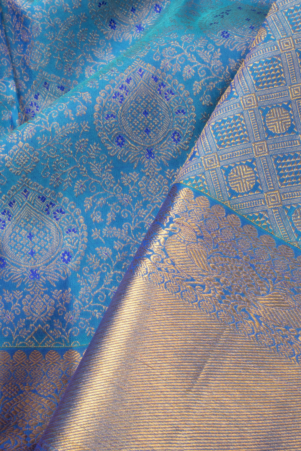Steel Blue Bridal Kanjivaram Silk Saree 10064982