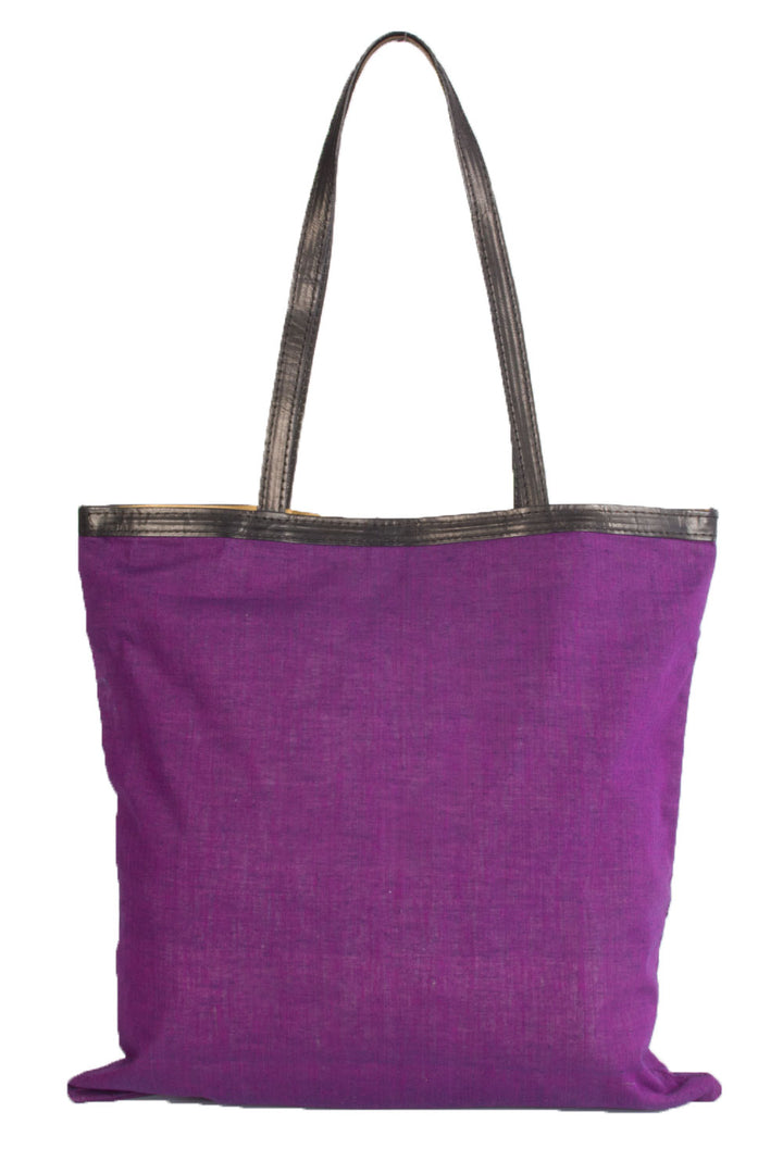Violet Kantha Embroidery Tote Bag 10065629