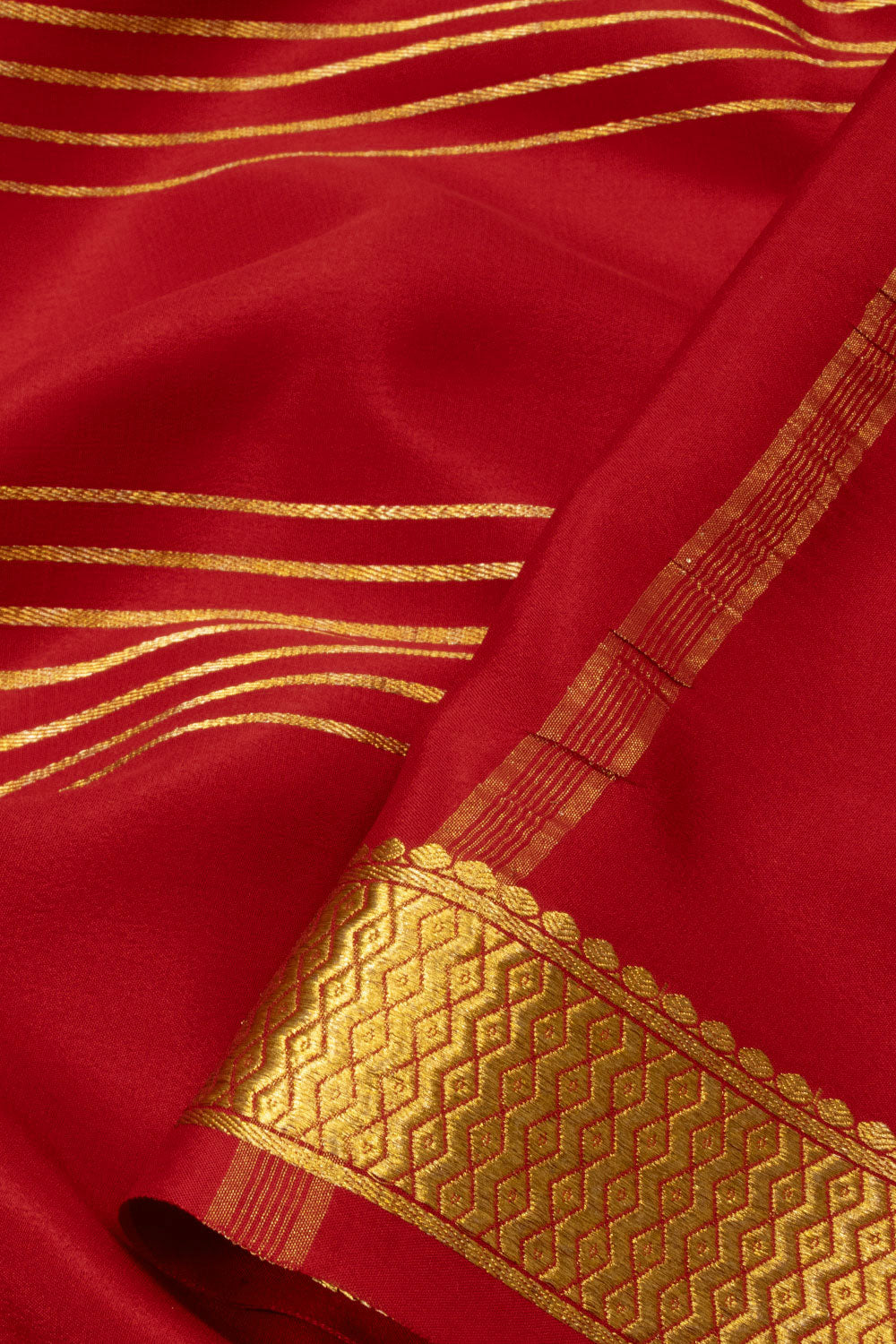 Red Mysore Crepe Silk Saree - Avishya