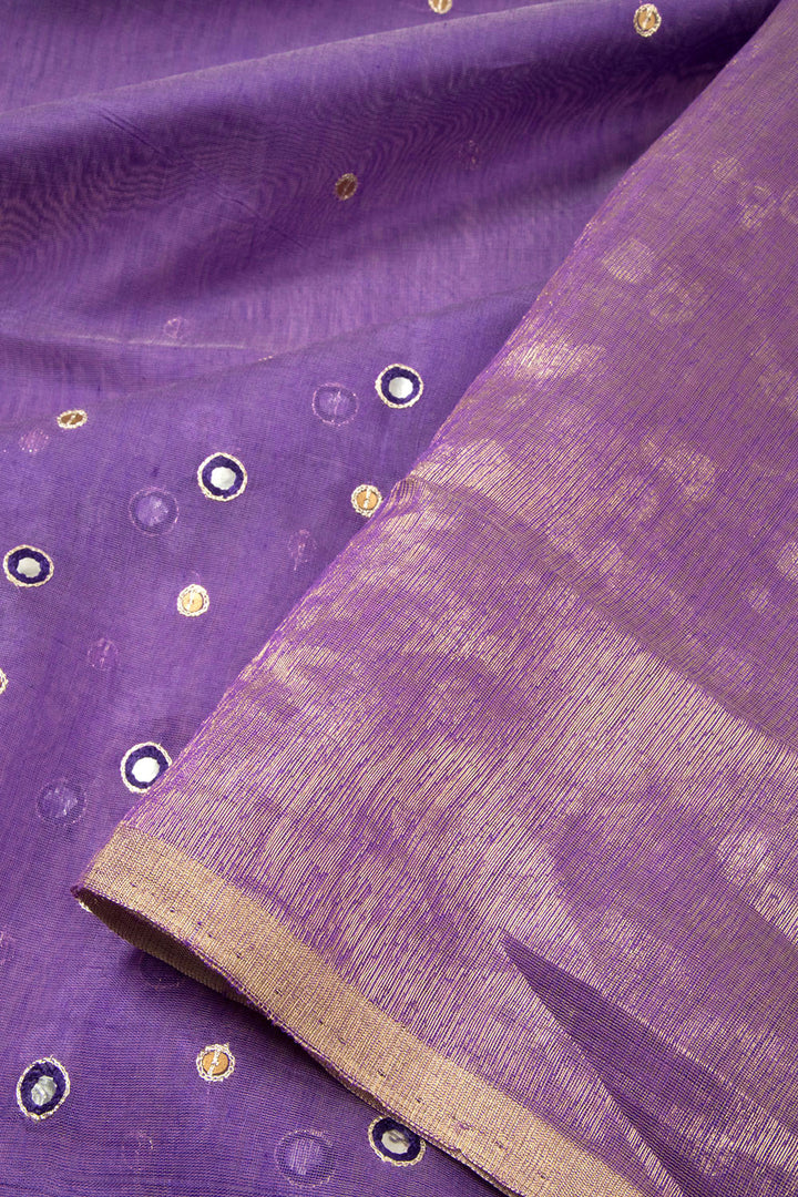 Purple Handwoven Chanderi Silk Cotton Saree 10066028