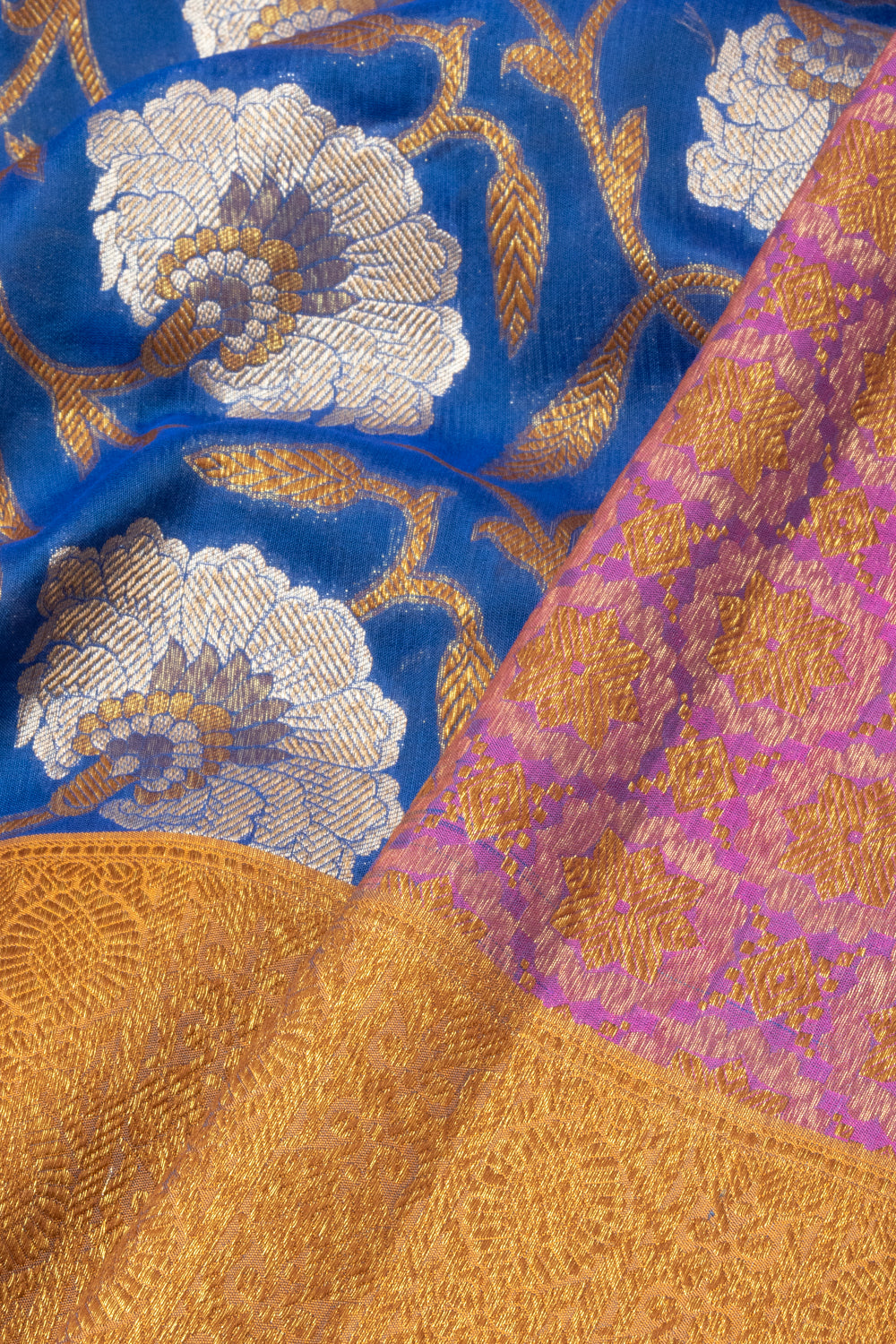 Cobalt Blue Handloom Banarasi Katan Silk Saree- Avishya
