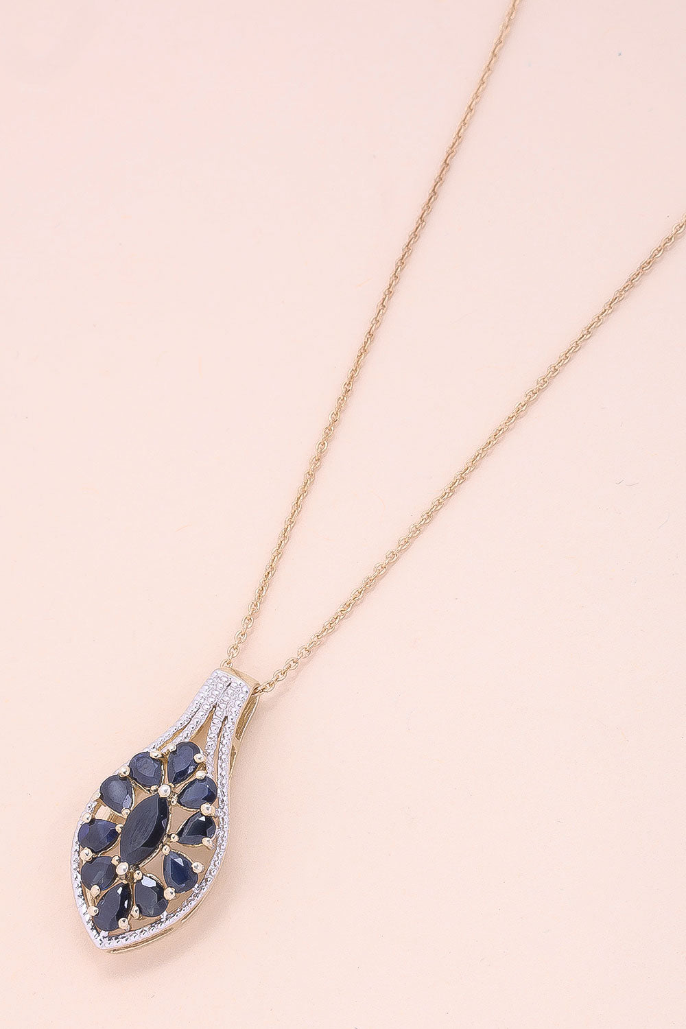 Blue Sapphire Silver Necklace Pendant Chain 10067178 - Avishya