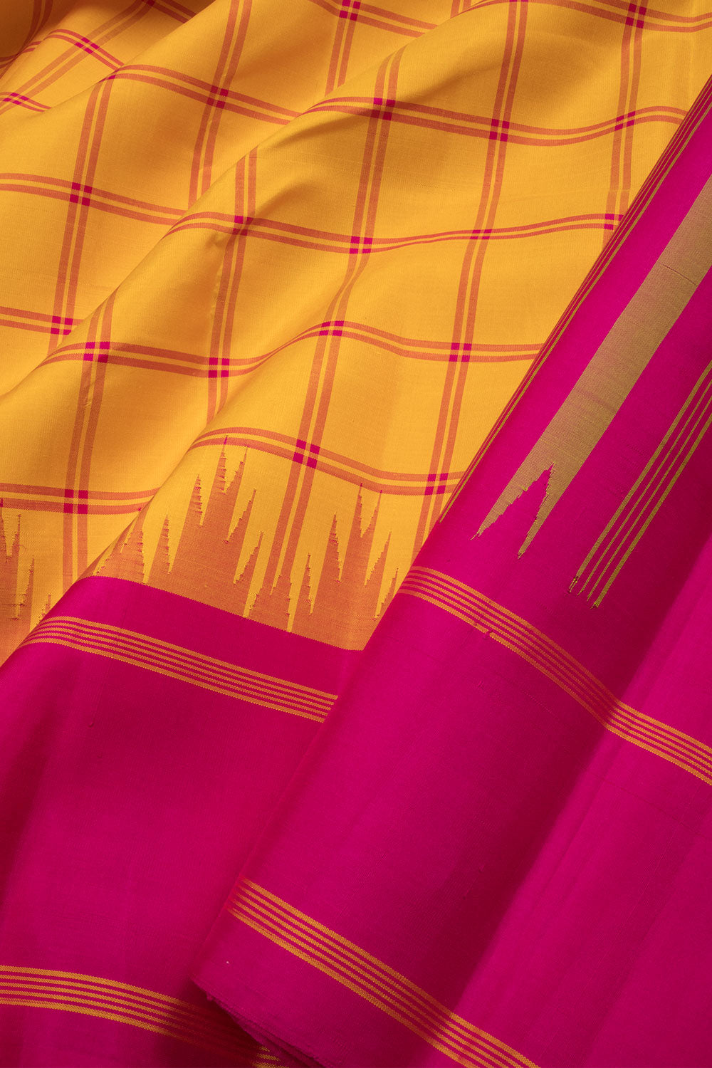 Yellow Handloom Korvai Kanjivaram Silk Saree - Avishya
