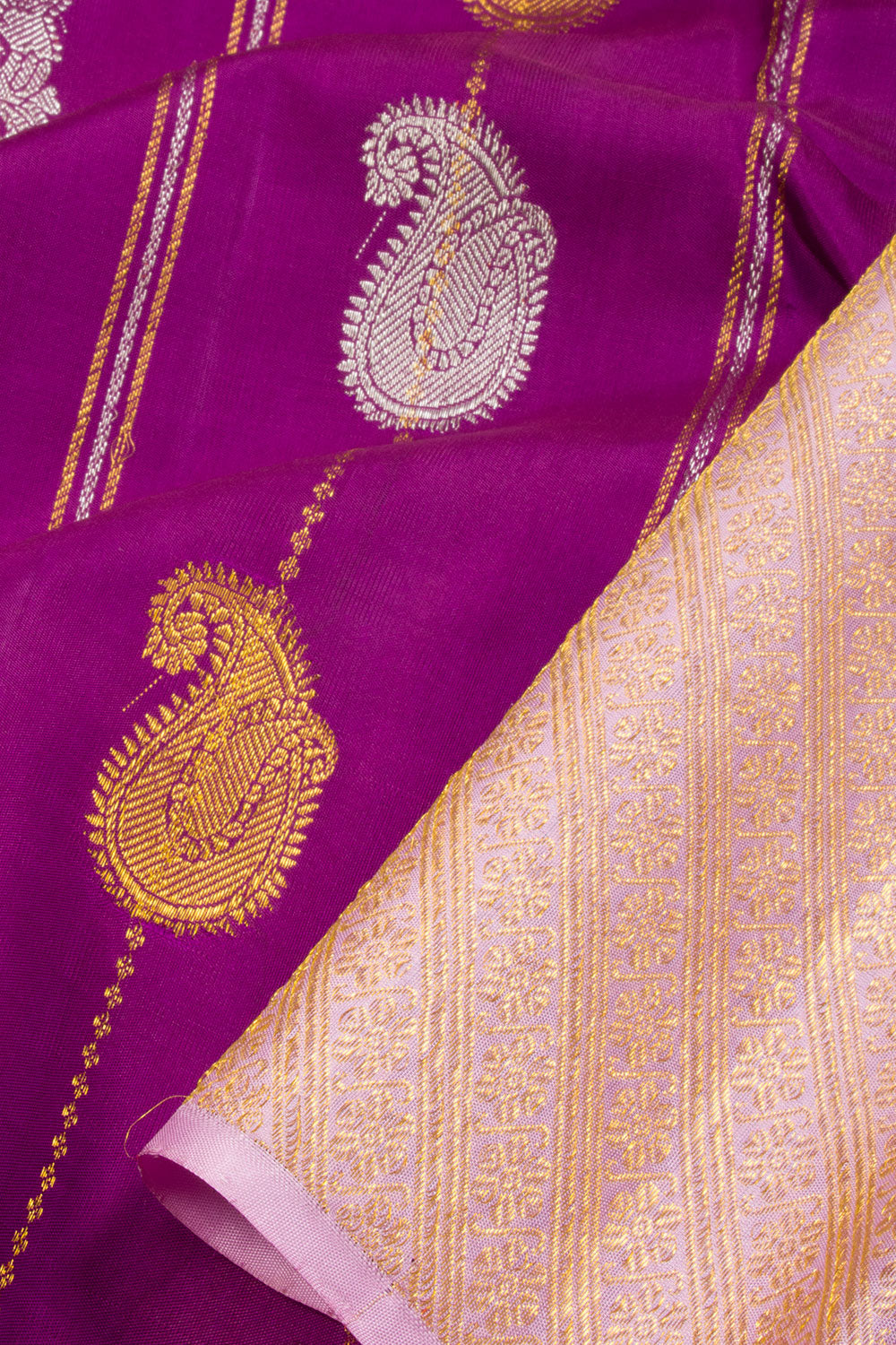Tyrian Purple Handloom Kanjivaram silk saree - Avishya