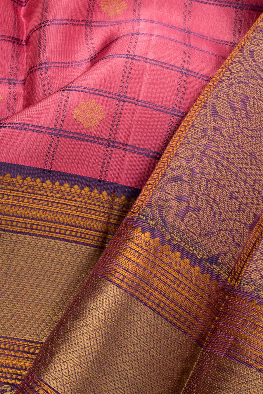 Rouge Pink Thread work Kanjivaram Silk Saree -Avishya