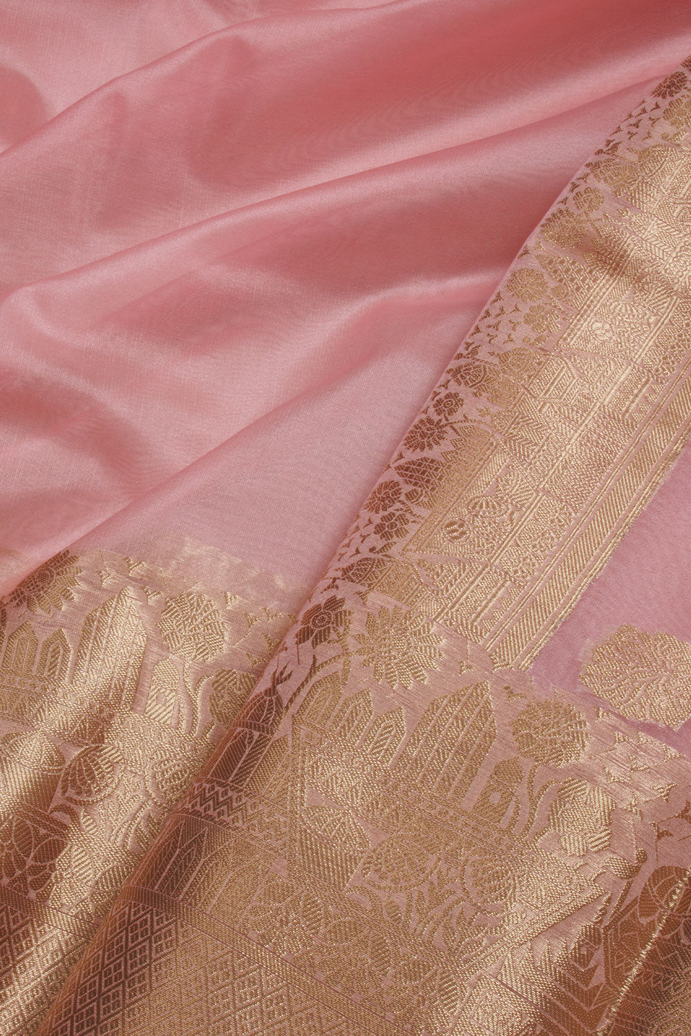 Pink Handloom Banarasi Organza Ghat Tissue Saree - Avishya