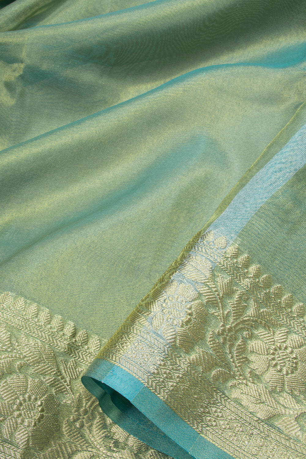 Dual Tone Green Banarasi Tissue Organza Saree - Avishya