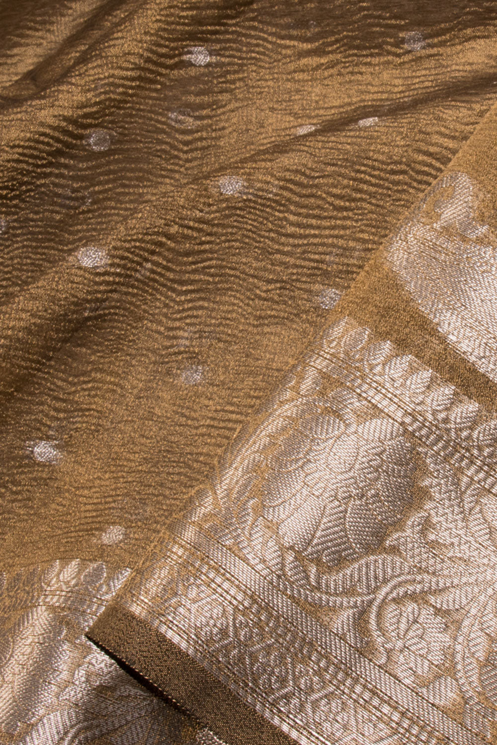 Rust Brown Banarasi crushed Tissue Organza Saree - Avishya
