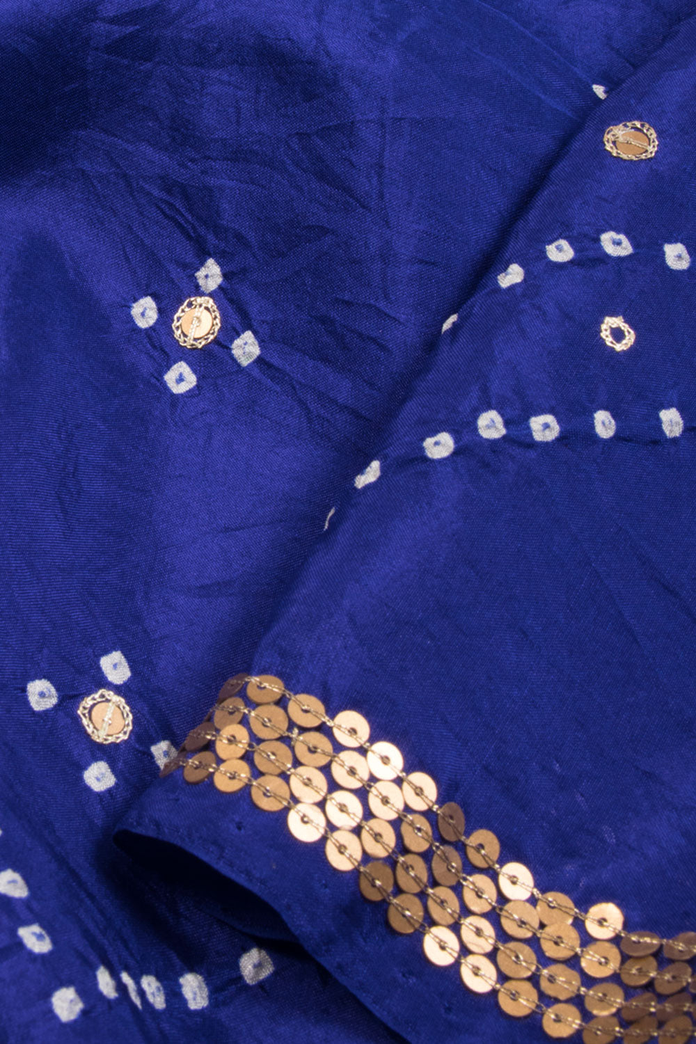 Blue Bandhani Mukaish Mulberry Silk Saree - Avishya