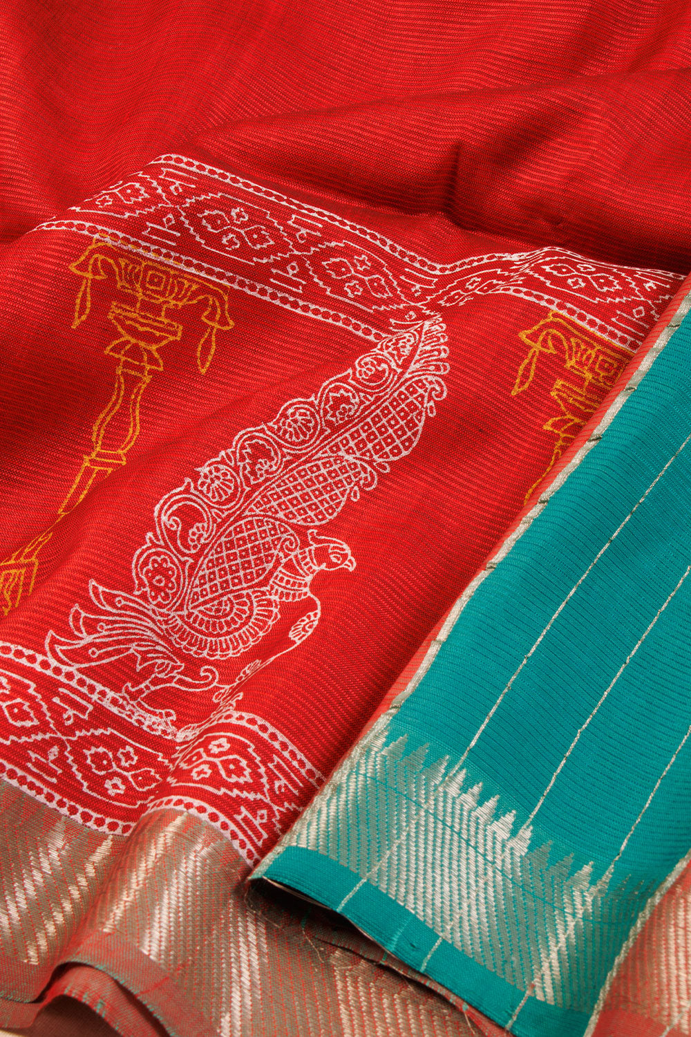 Red Handloom Mangalgiri Silk Saree - Avishya