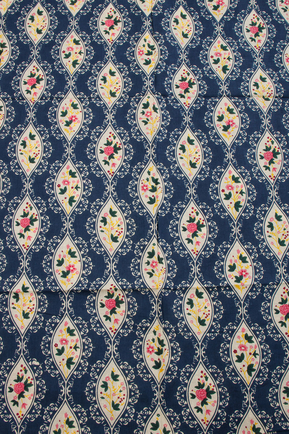 Blue 2-Piece Hand Block Printed Cotton Salwar Suit Material  - Avishya