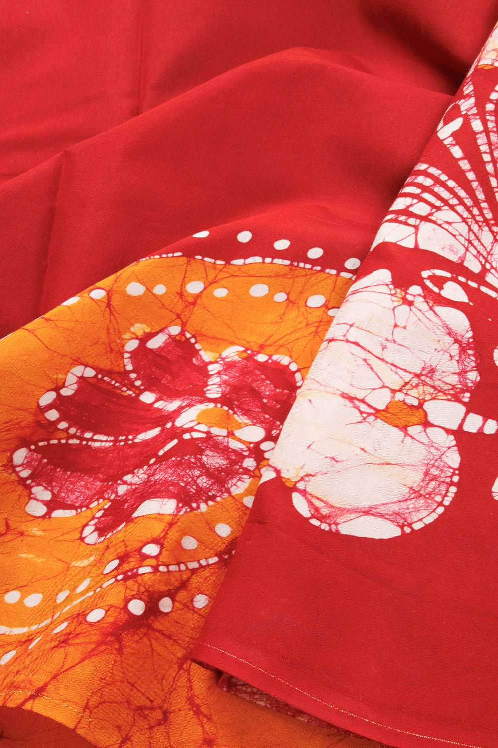 Red Batik  Muslin Silk Saree - Avishya