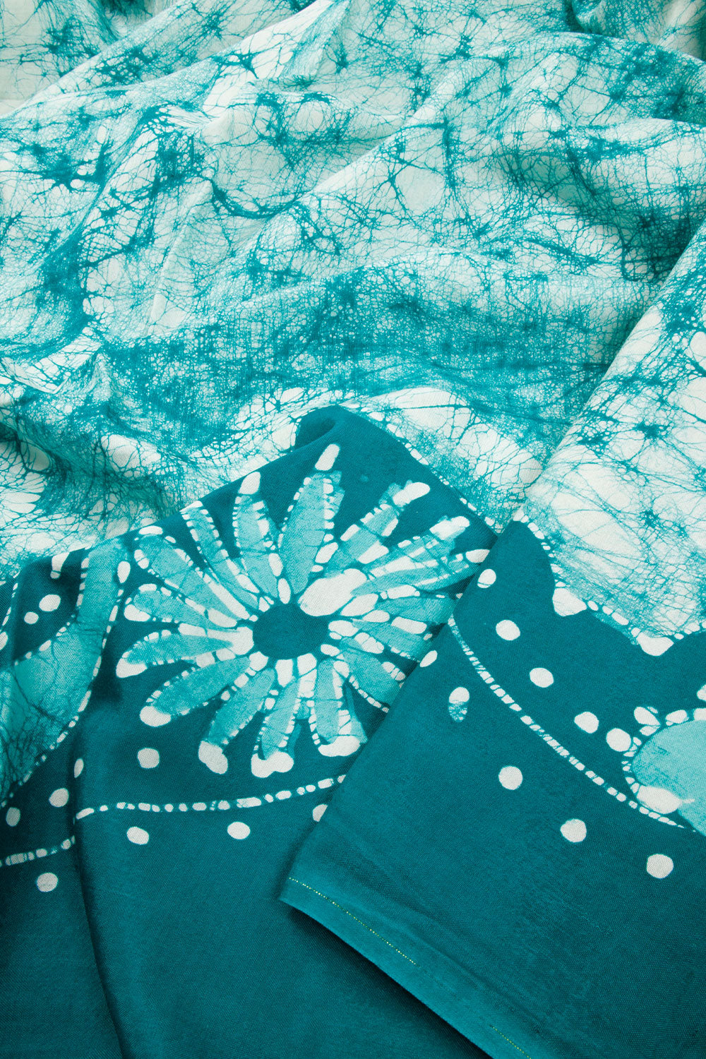 Blue Batik Muslin Silk Saree - Avishya