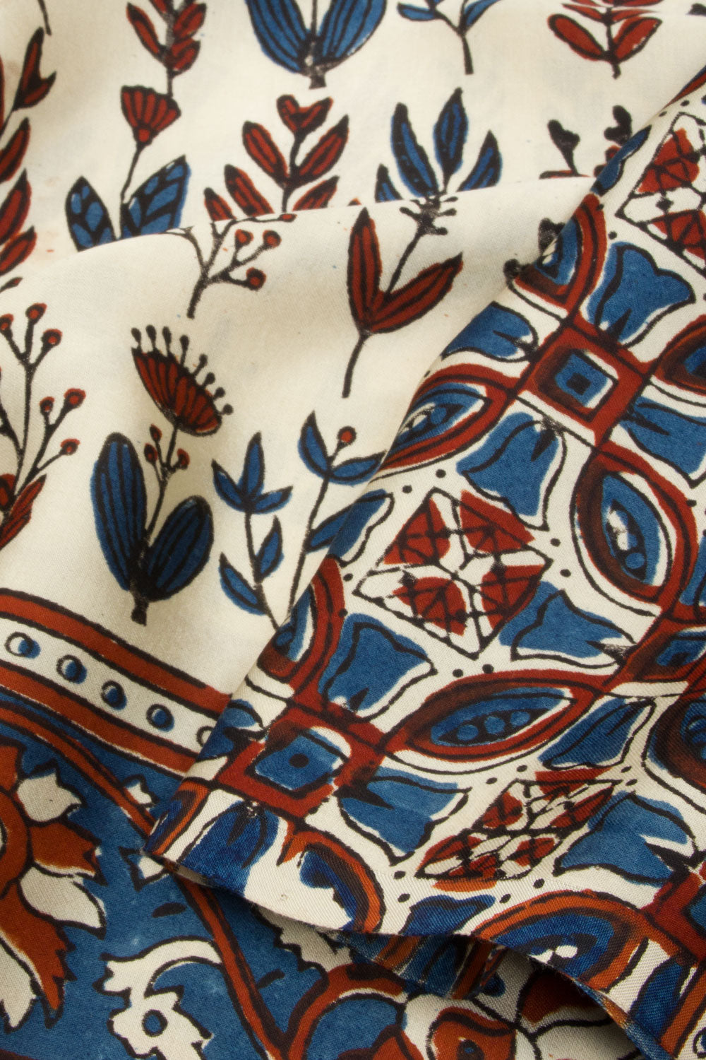 Beige Ajrakh Printed Modal Silk Saree - Avishya