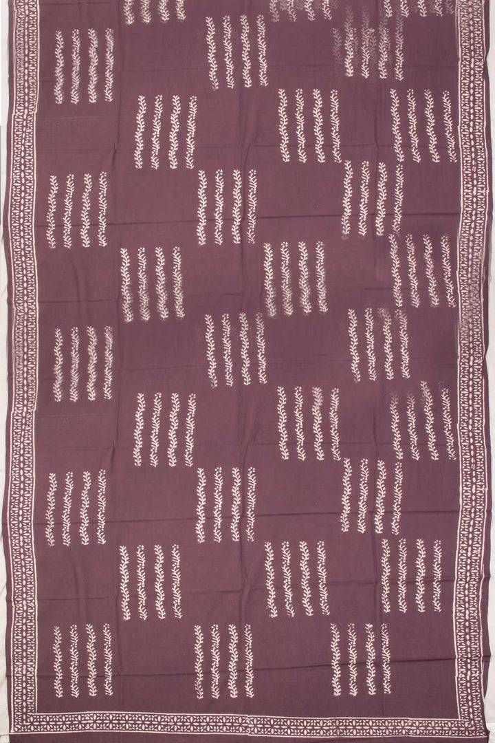 Brown 3-Piece Mulmul Cotton Salwar Suit Material 10068605