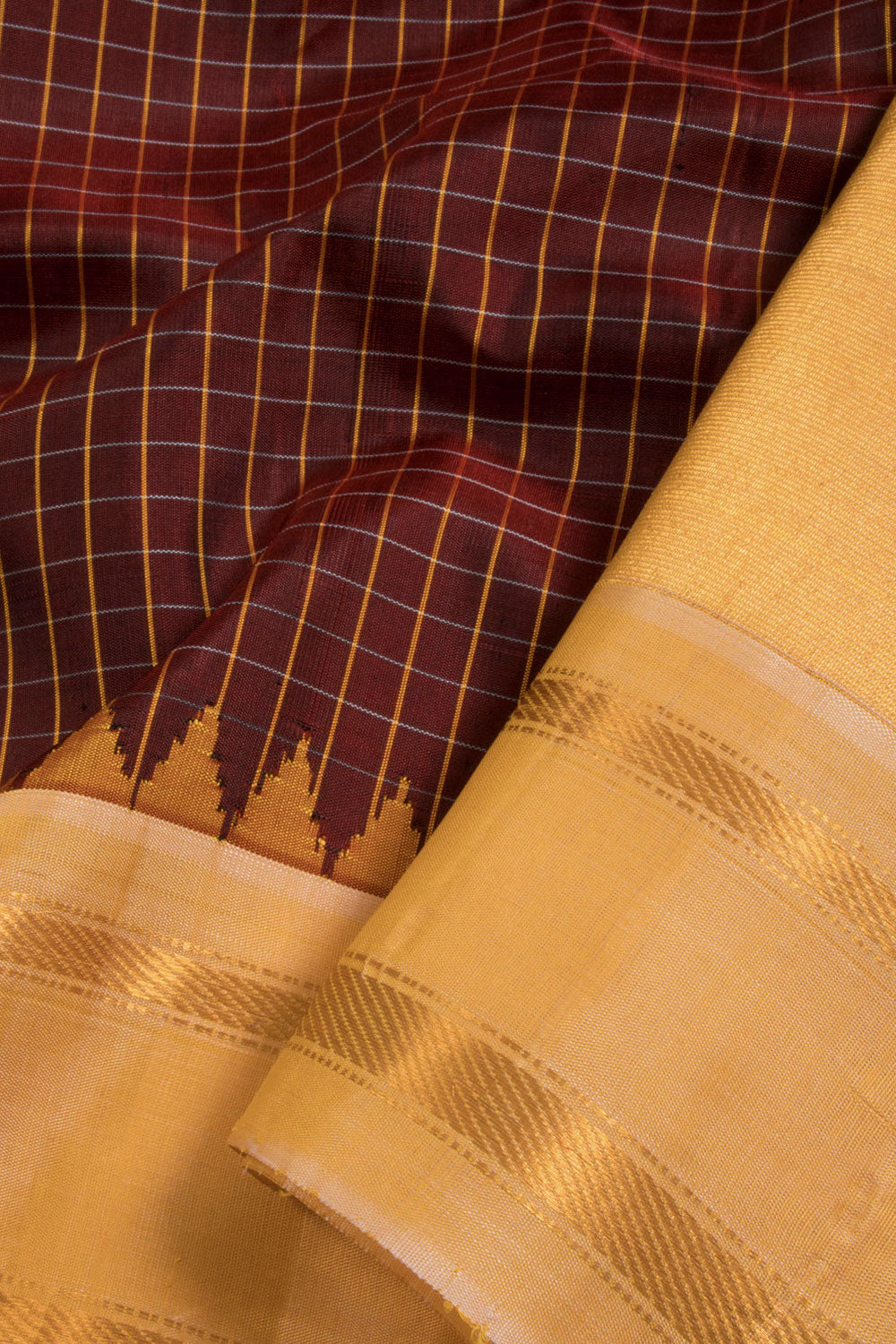 Brown Handloom Gadwal Kuttu Silk Saree 10068736 - Avishya