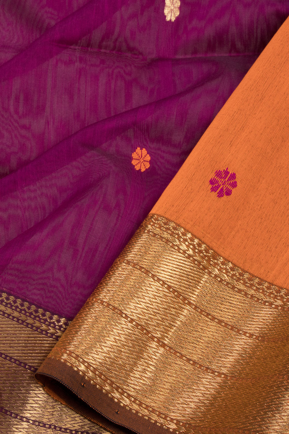 Purple Handloom Maheshwari Silk Cotton Saree 10068884 - Avishya