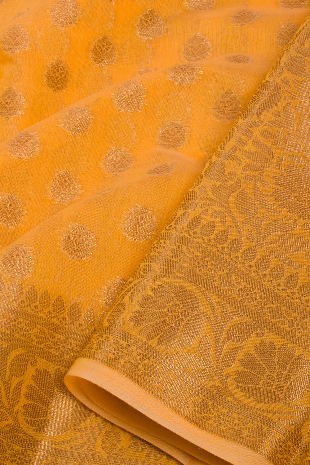 Yellow Handloom Banarasi Cotton Saree 10068890 - Avishya 