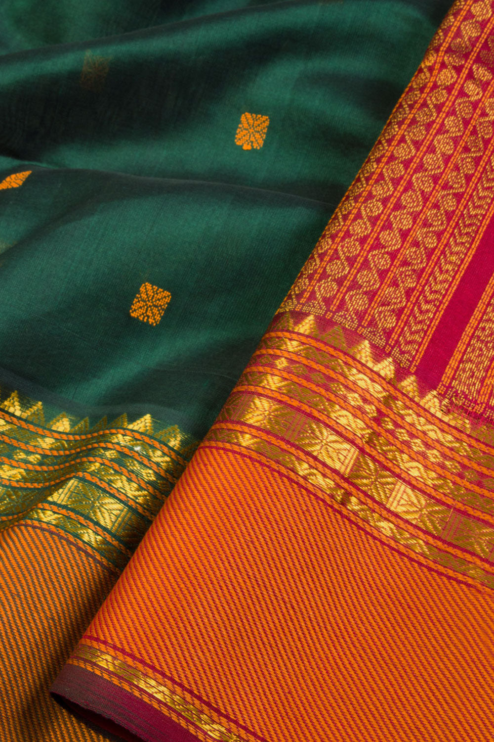 Green Handloom Kanchi Silk Cotton Saree 10069263 - Avishya