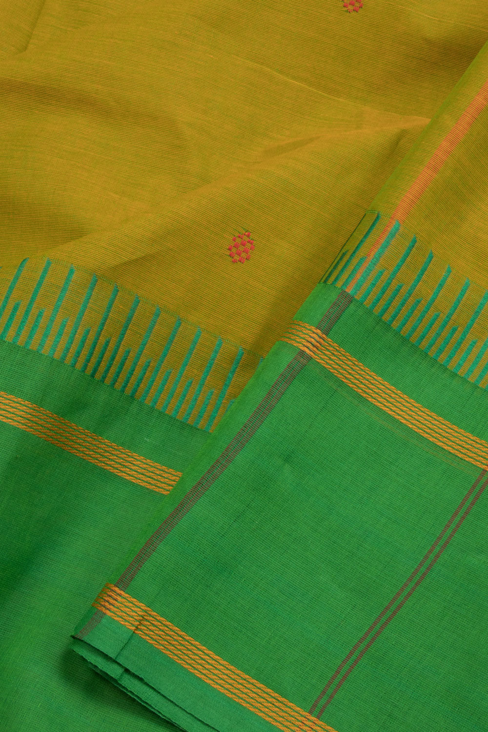Green Handwoven Kanchi Cotton Saree 10069338 - Avishya