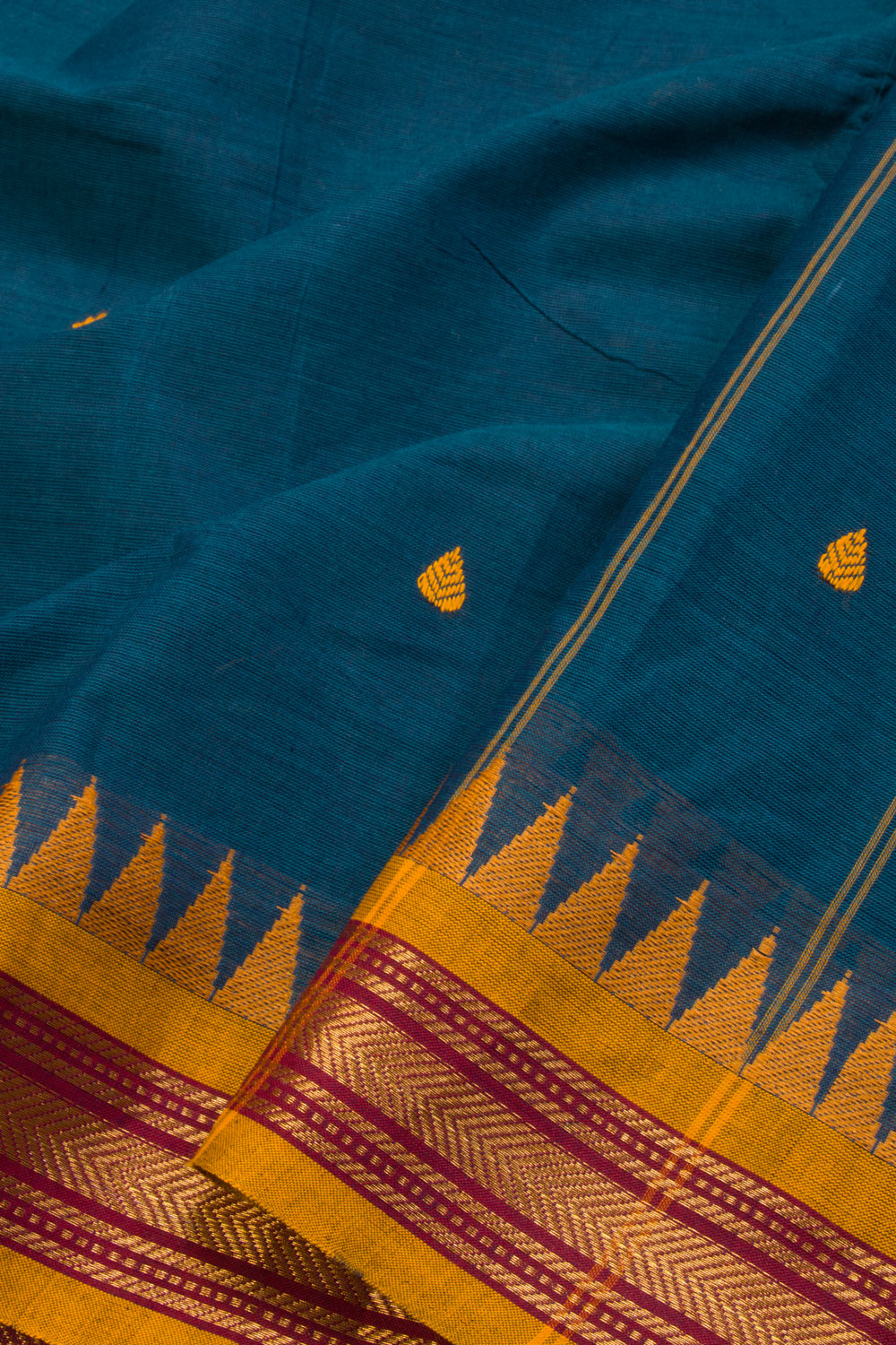 Blue Handwoven Kanchi Cotton Saree 10069341 - Avishya