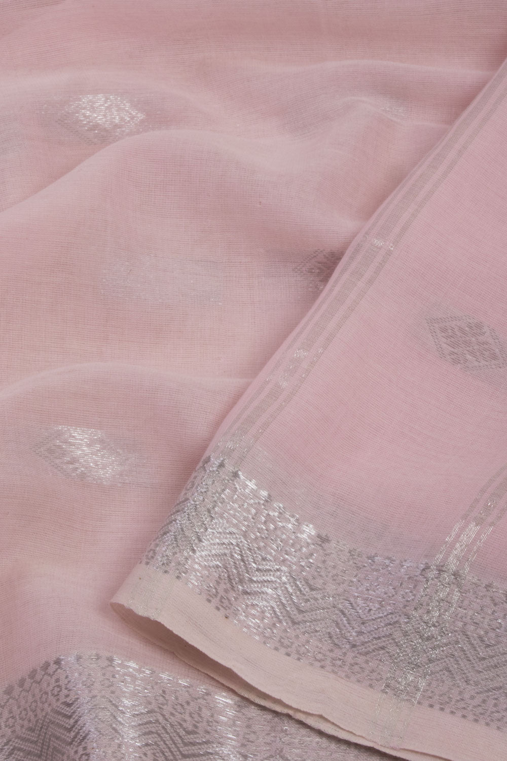 Pink Bengal Phulia Cotton Saree Zari Border 10069410 - Avishya