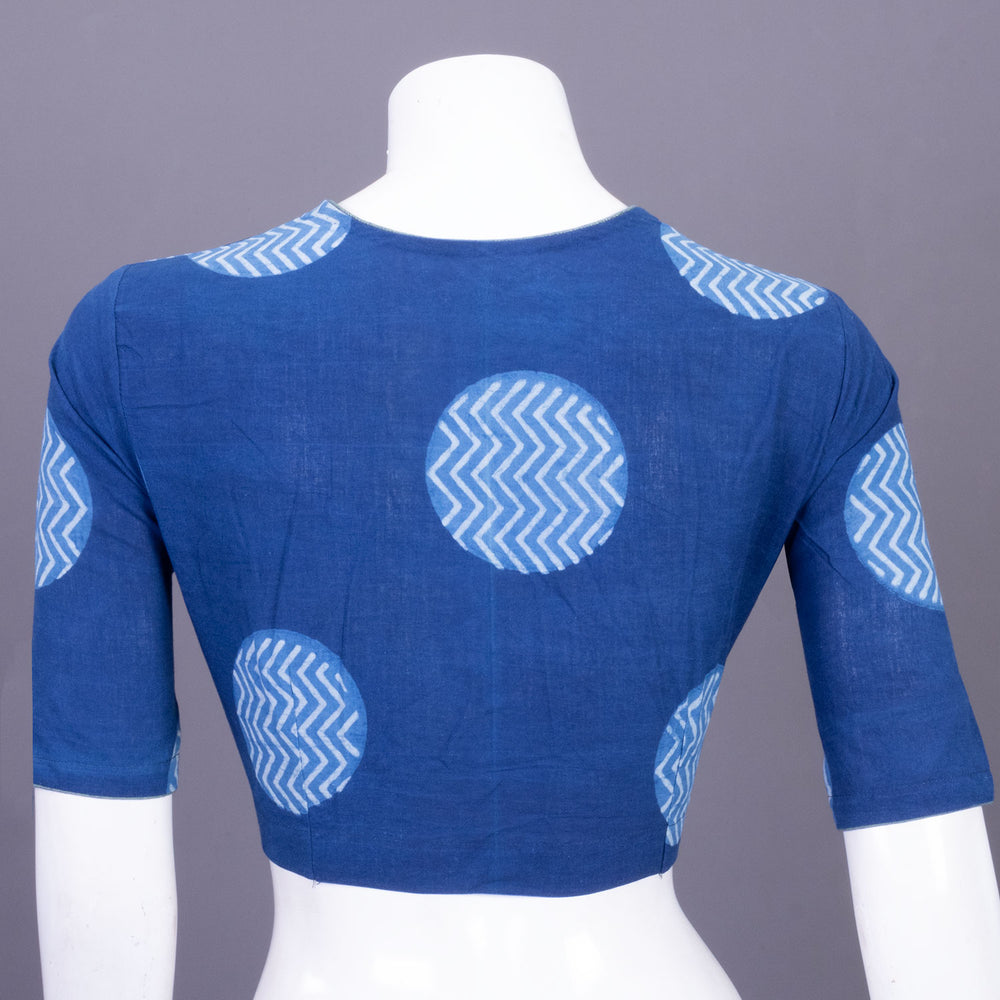 Blue Indigo Handblock Printed Cotton Blouse Without Lining 10069490 - Avishya