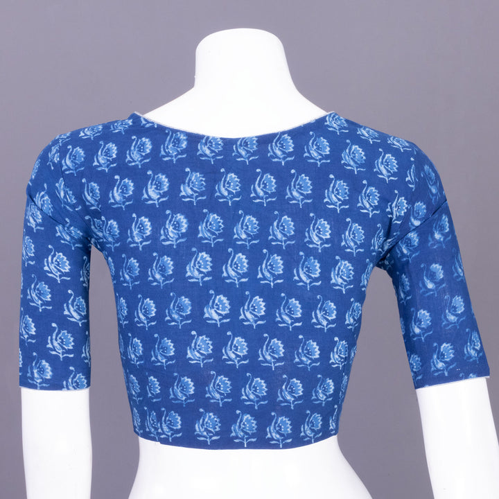Blue Indigo Handblock Printed Cotton Blouse Without Lining 10069492 - Avishya