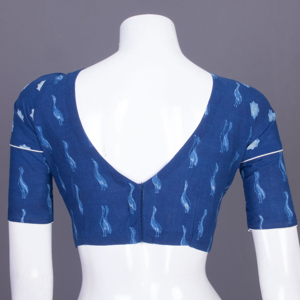 Blue Indigo Handblock Printed Cotton Blouse Without Lining 10069495 - Avishya