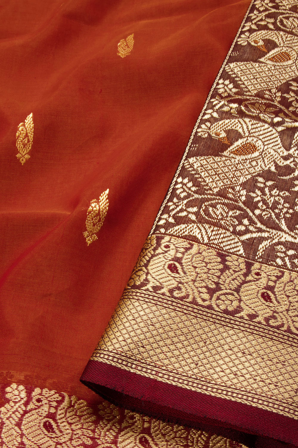 Orange Madurai Silk Cotton Saree 10069891 - Avishya