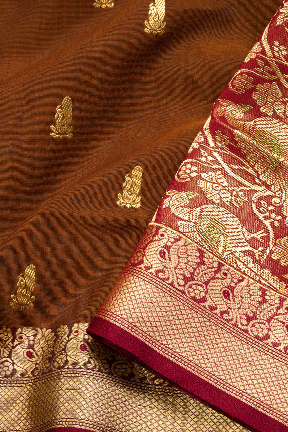 Brown Madurai Silk Cotton Saree 10069895 - Avishya