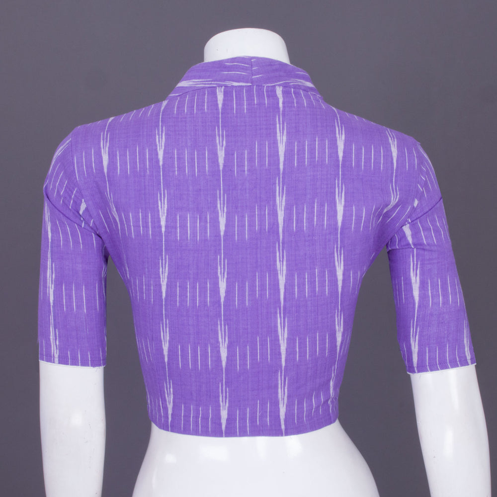 Lavender Handcrafted Ikat Cotton Blouse Without Lining 10069967 - Avishya