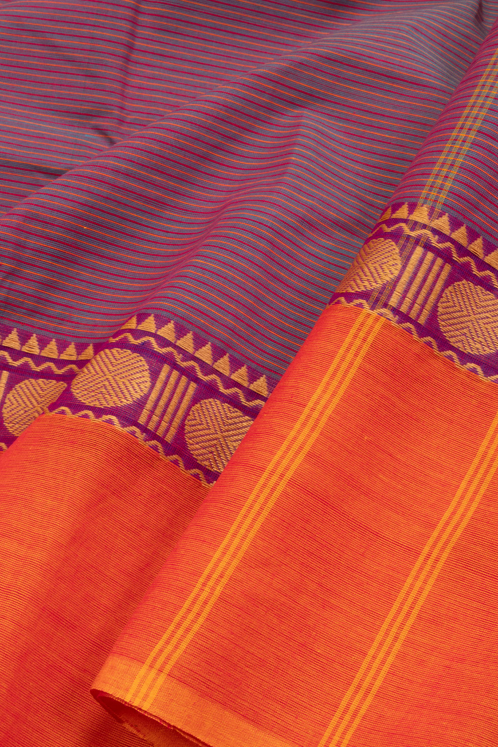 Dual Tone Purple Handloom Chettinad Cotton Saree 10070084 - Avishya