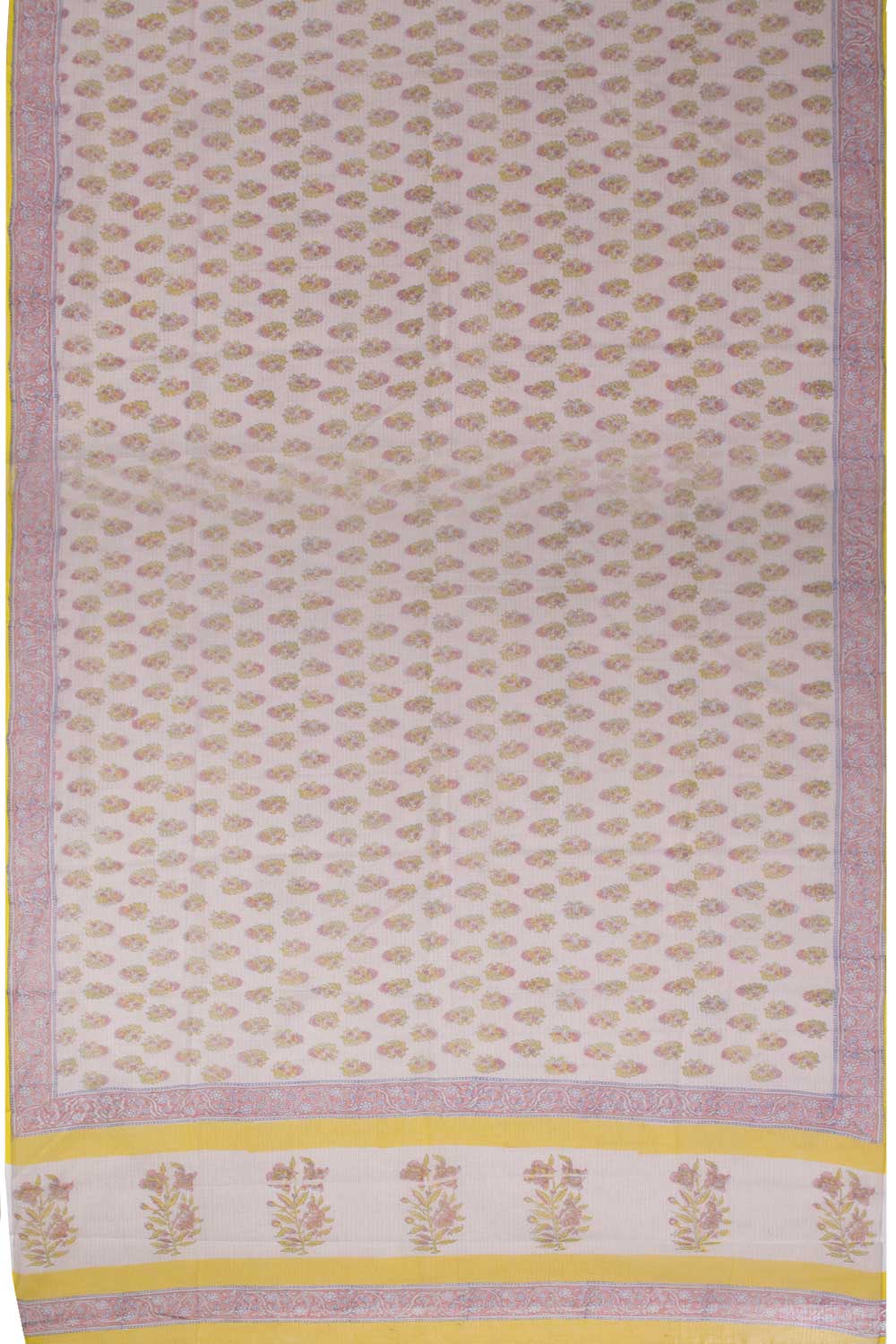 Yellow 3-Piece Mulmul Cotton Salwar Suit Material With Kota Dupatta 10070100 - Avishya