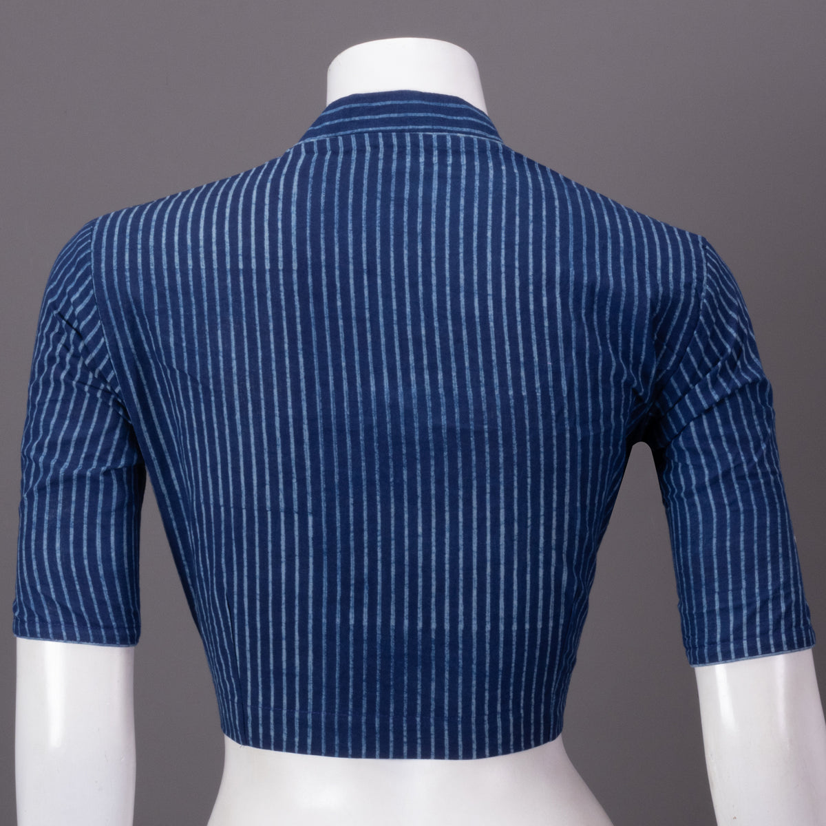 Indigo Polka Angrakha Hand Block Printed Cotton Blouse
