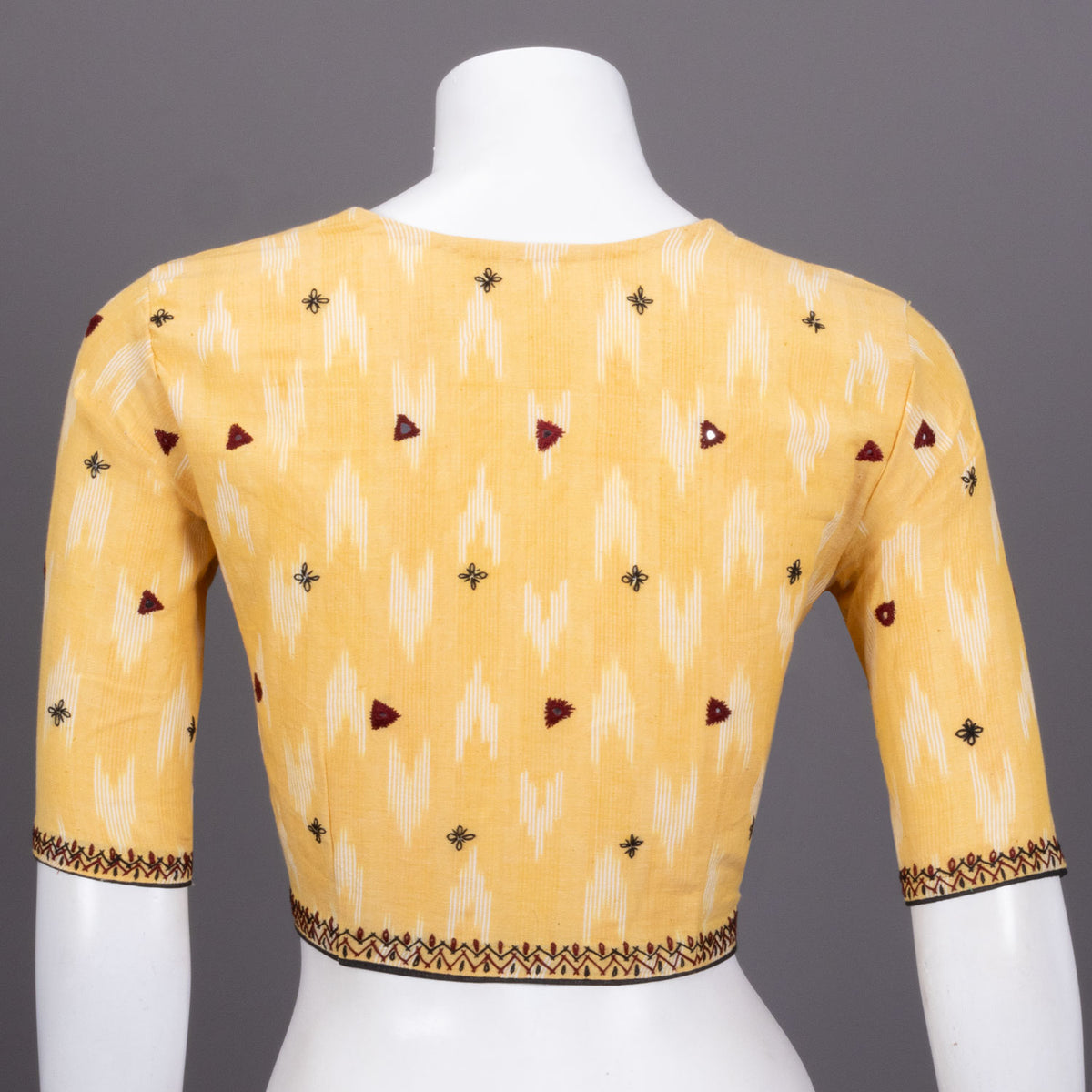 Beige - Cotton Akola Block Print Blouse Piece 44